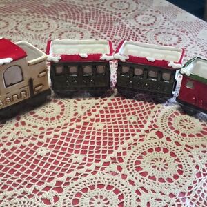 Holiday Express Ceramic Train Set - Red, Green, and White